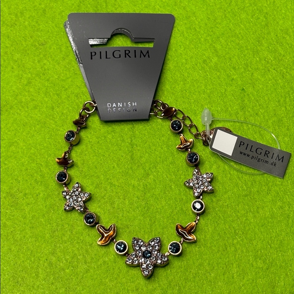 Pilgrim Copper Tone and Blue Crystal Accents Bracelet